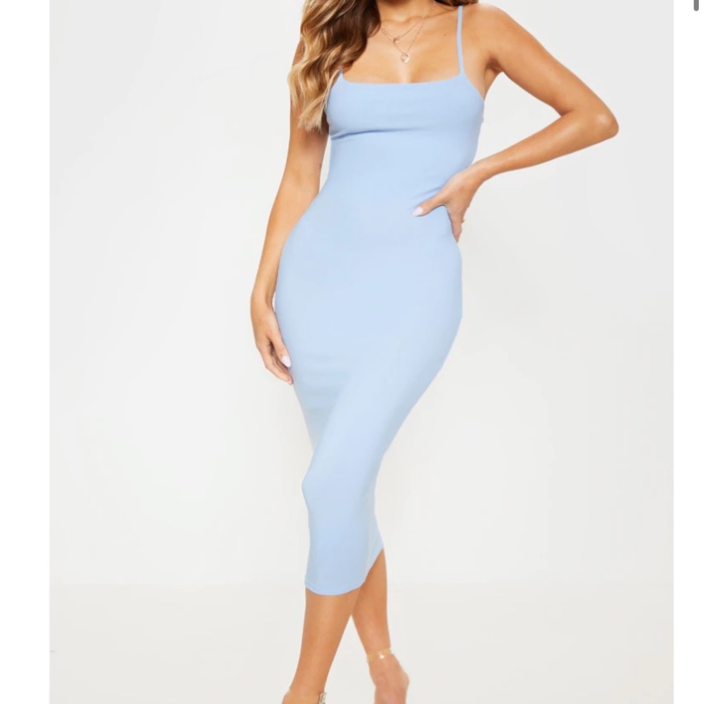 NWT PLT Baby Blue Strappy Midi Dress Bodycon